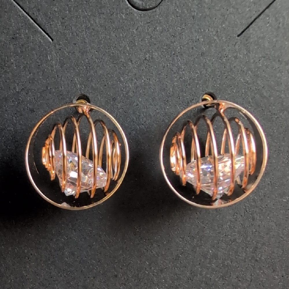 14k Gold-Plated Cubic Zirconia Spiral Stud Earrings